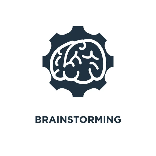 Brainstormen Pictogram Zwarte Gevuld Vectorillustratie Brainstormen Symbool Witte Achtergrond Kan — Stockvector