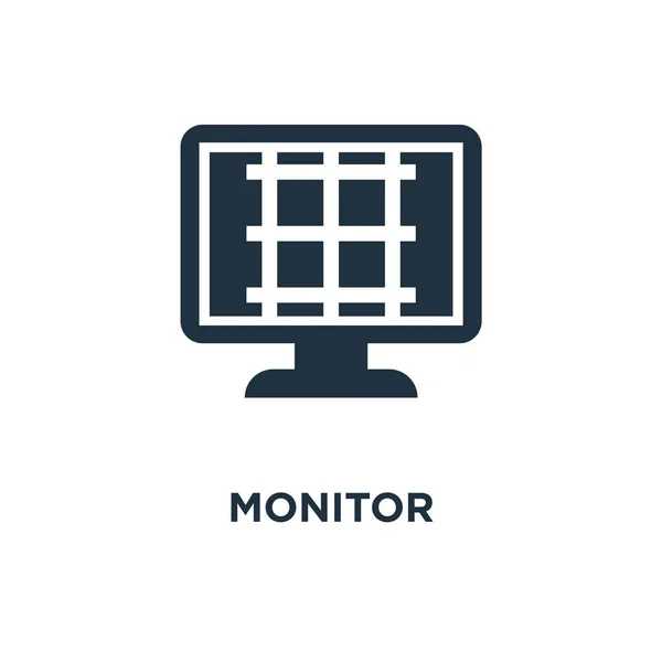 Ícone Monitor Ilustração Vetorial Cheia Preto Símbolo Monitor Fundo Branco — Vetor de Stock