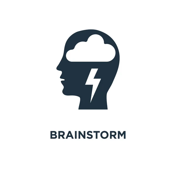 Ícone Brainstorm Ilustração Vetorial Cheia Preto Símbolo Brainstorm Fundo Branco —  Vetores de Stock