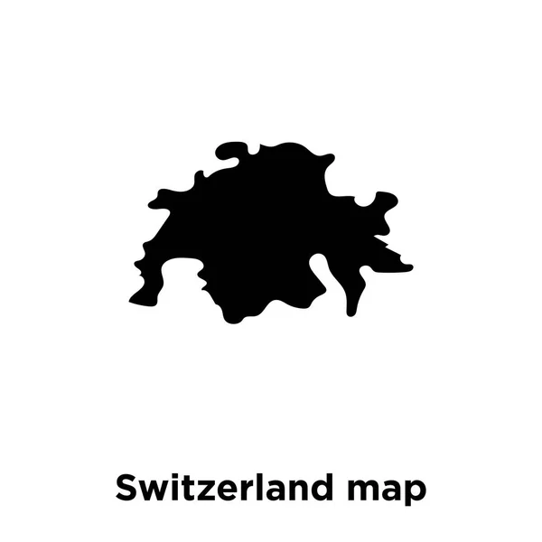 瑞士地图图标矢量隔离在白色背景上 徽标概念瑞士地图标志在透明背景 实心黑色符号 — 图库矢量图片