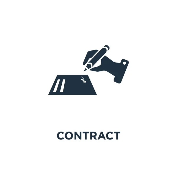 Het Pictogram Van Het Contract Zwarte Gevuld Vectorillustratie Contract Symbool — Stockvector