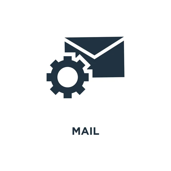 Значок Почты Черная Заполненная Векторная Иллюстрация Почта Символ Белом Фоне — стоковый вектор