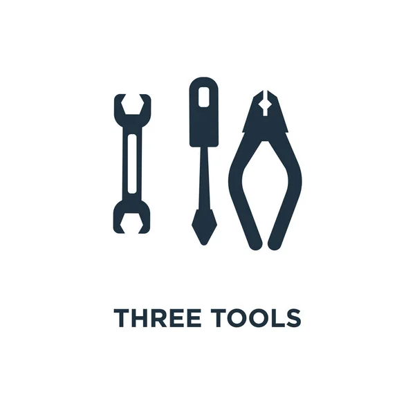 三工具图标 黑色填充矢量图 三工具符号在白色背景上 可用于网络和移动 — 图库矢量图片