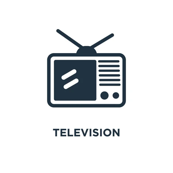 Ícone Televisão Ilustração Vetorial Cheia Preto Símbolo Televisão Fundo Branco —  Vetores de Stock