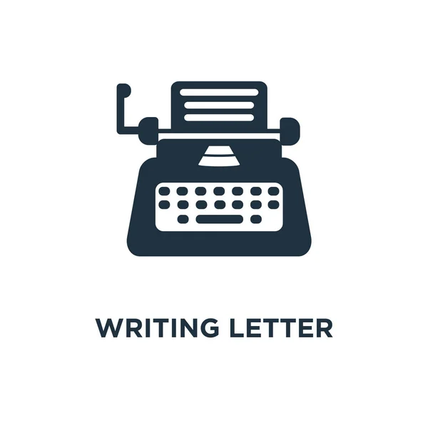Carta Escrita Ícone Ilustração Vetorial Cheia Preto Escrevendo Símbolo Letra — Vetor de Stock