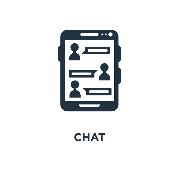 Ícone Chat Ilustração Vetorial Cheia Preto Símbolo Chat Fundo Branco — Vetor de Stock