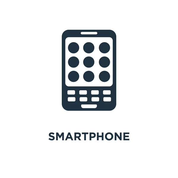 Smartphone Ikonen Svart Fyllt Vektorillustration Smartphone Symbol Vit Bakgrund Kan — Stock vektor