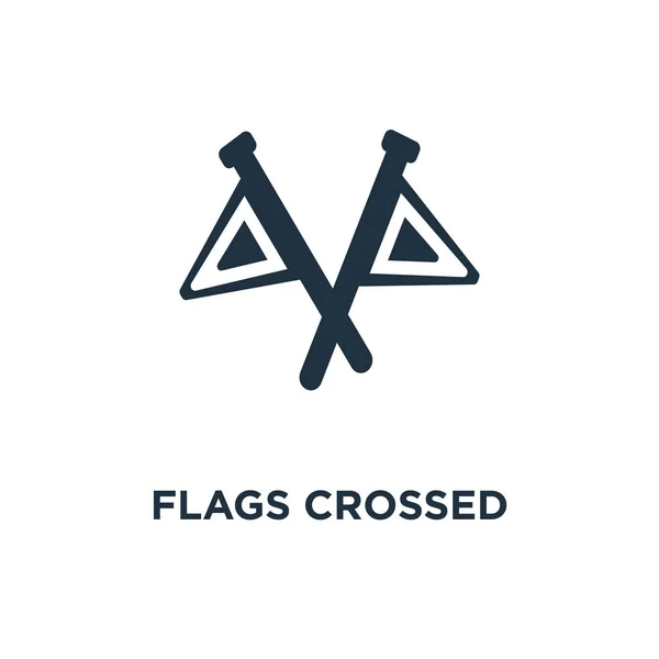 Bandeiras Ícone Cruzado Ilustração Vetorial Cheia Preto Bandeiras Símbolo Cruzado — Vetor de Stock