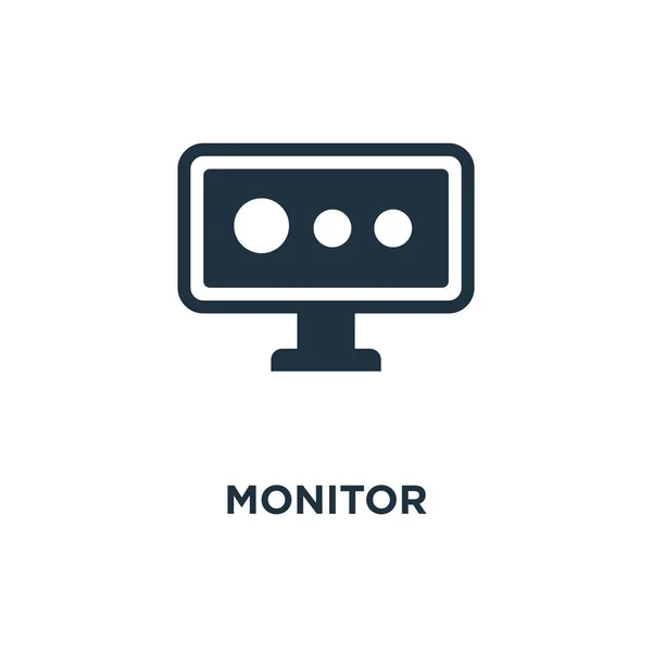 Monitor Icon Black Filled Vector Illustration Monitor Symbol White Background — Stock Vector