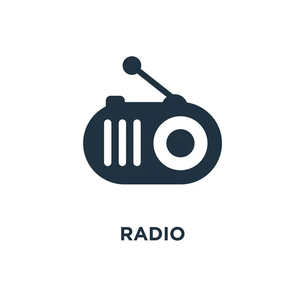 Radio Pictogram Zwarte Gevuld Vectorillustratie Radio Symbool Witte Achtergrond Kan — Stockvector