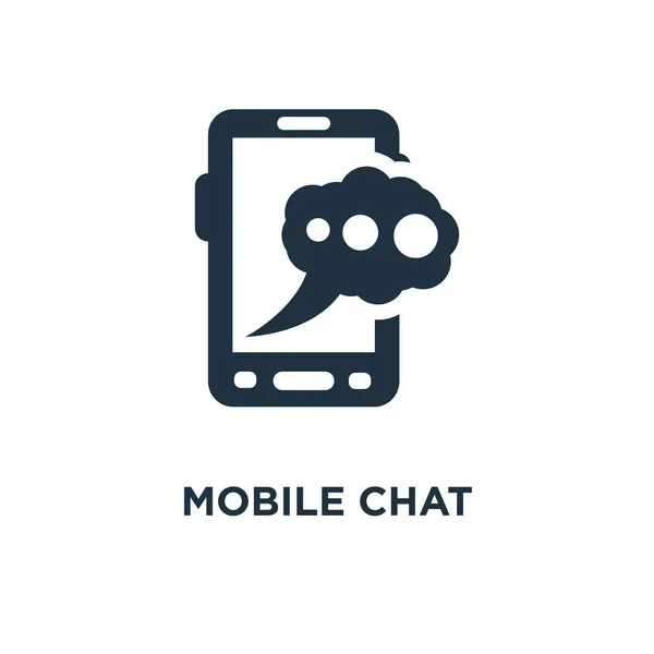 Mobil Chat Ikonra Fekete Töltött Vektoros Illusztráció Mobil Chat Szimbólum — Stock Vector