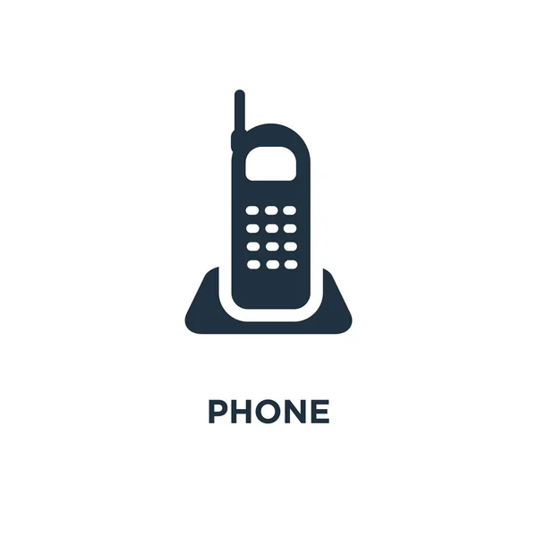 Telefoonpictogram Zwarte Gevuld Vectorillustratie Telefoon Symbool Witte Achtergrond Kan Worden — Stockvector