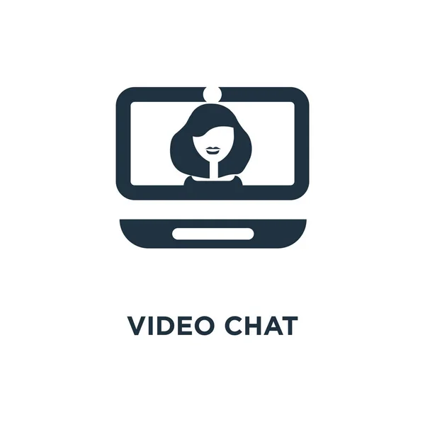 Icono Video Chat Ilustración Vectorial Negra Símbolo Video Chat Sobre — Archivo Imágenes Vectoriales