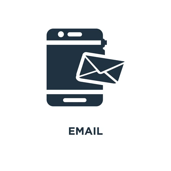 Icône Email Illustration Vectorielle Remplie Noir Symbole Courriel Sur Fond — Image vectorielle