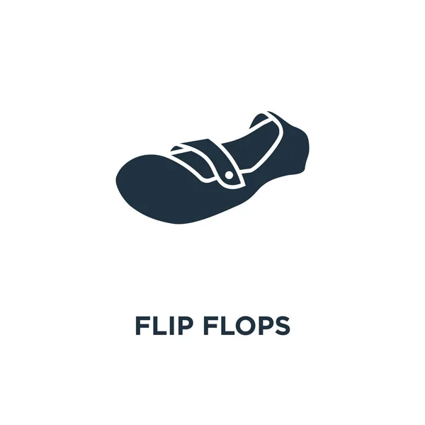 Ícone Chinelos Ilustração Vetorial Cheia Preto Flip Flops Símbolo Fundo —  Vetores de Stock
