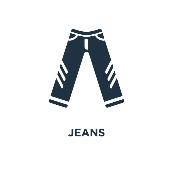 Jeans Icon Black Filled Vector Illustration Jeans Symbol White Background — Stock Vector