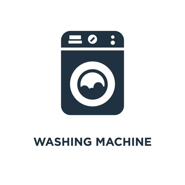 Het Pictogram Van Wasmachine Zwarte Gevuld Vectorillustratie Wasmachine Symbool Witte — Stockvector