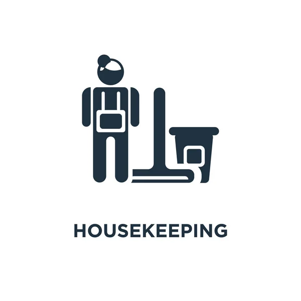 Ikon Housekeeping Ilustrasi Vektor Berisi Hitam Simbol Penjaga Rumah Latar - Stok Vektor