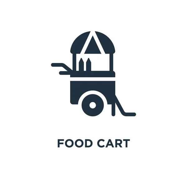 Icono Carro Comida Ilustración Vectorial Negra Símbolo Carro Comida Sobre — Vector de stock