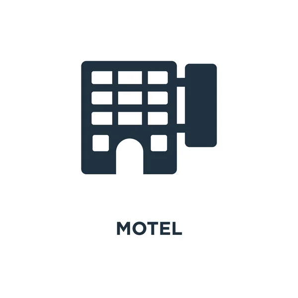 Motel Pictogram Zwarte Gevuld Vectorillustratie Motel Symbool Witte Achtergrond Kan — Stockvector