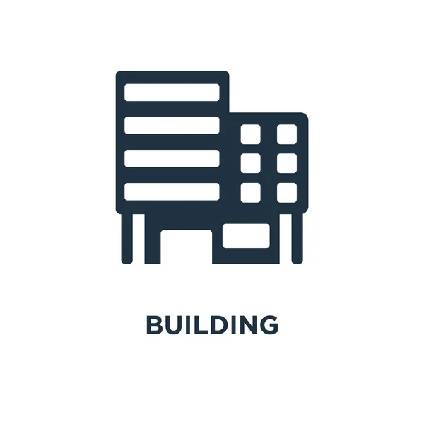 Gebäude Symbol Schwarz Gefüllte Vektorabbildung Bausymbol Auf Weißem Hintergrund Web — Stockvektor