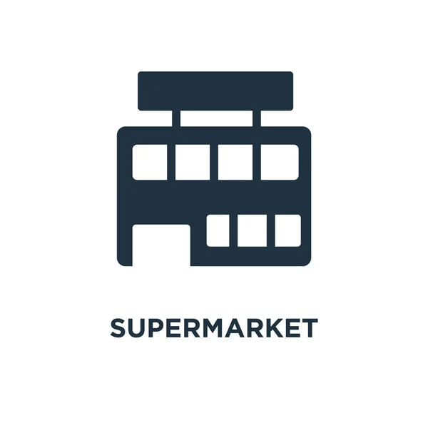 Het Pictogram Van Supermarkt Zwarte Gevuld Vectorillustratie Supermarkt Symbool Witte — Stockvector