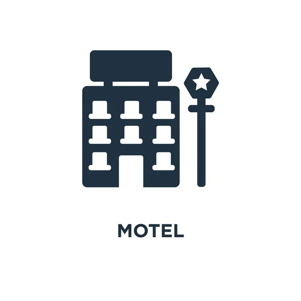 Motel Simgesi Siyah Vektör Çizim Dolu Beyaz Arka Plan Motel — Stok Vektör