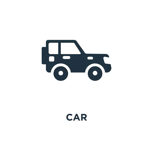 Ikona Vozu Černé Plné Vektorové Ilustrace Symbol Vozu Bílém Pozadí — Stockový vektor