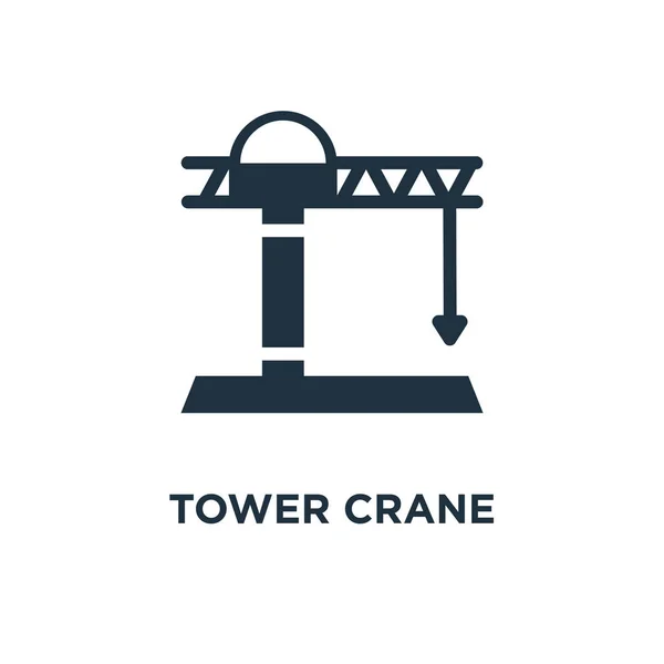 Tårn Kran Ikon Sort Fyldt Vektor Illustration Tower Kran Symbol – Stock-vektor