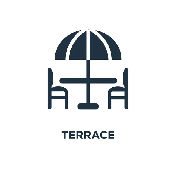 Terrace Icon Black Filled Vector Illustration Terrace Symbol White Background — Stock Vector