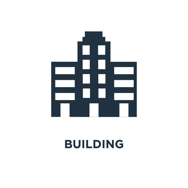 Icono Del Edificio Ilustración Vectorial Negra Símbolo Construcción Sobre Fondo — Vector de stock