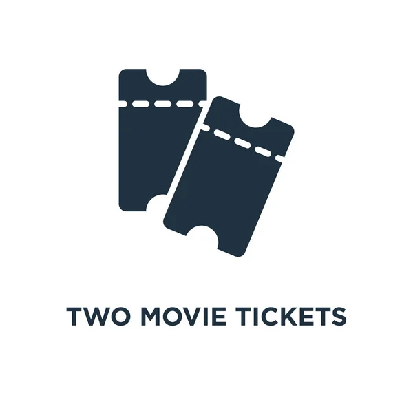 Due Biglietti Del Cinema Icona Illustrazione Vettoriale Riempita Nera Due — Vettoriale Stock