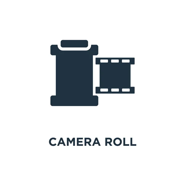Иконка Камеры Черная Заполненная Векторная Иллюстрация Символ Camera Roll Белом — стоковый вектор