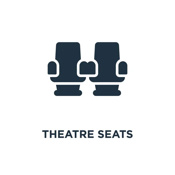 Ícone Assentos Teatro Ilustração Vetorial Cheia Preto Assentos Teatro Símbolo — Vetor de Stock