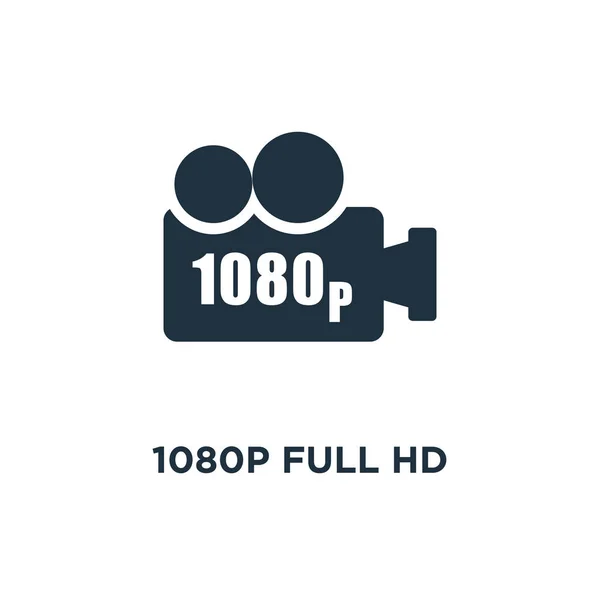 1080P Full Simgesi Siyah Vektör Çizim Dolu 1080P Full Beyaz — Stok Vektör