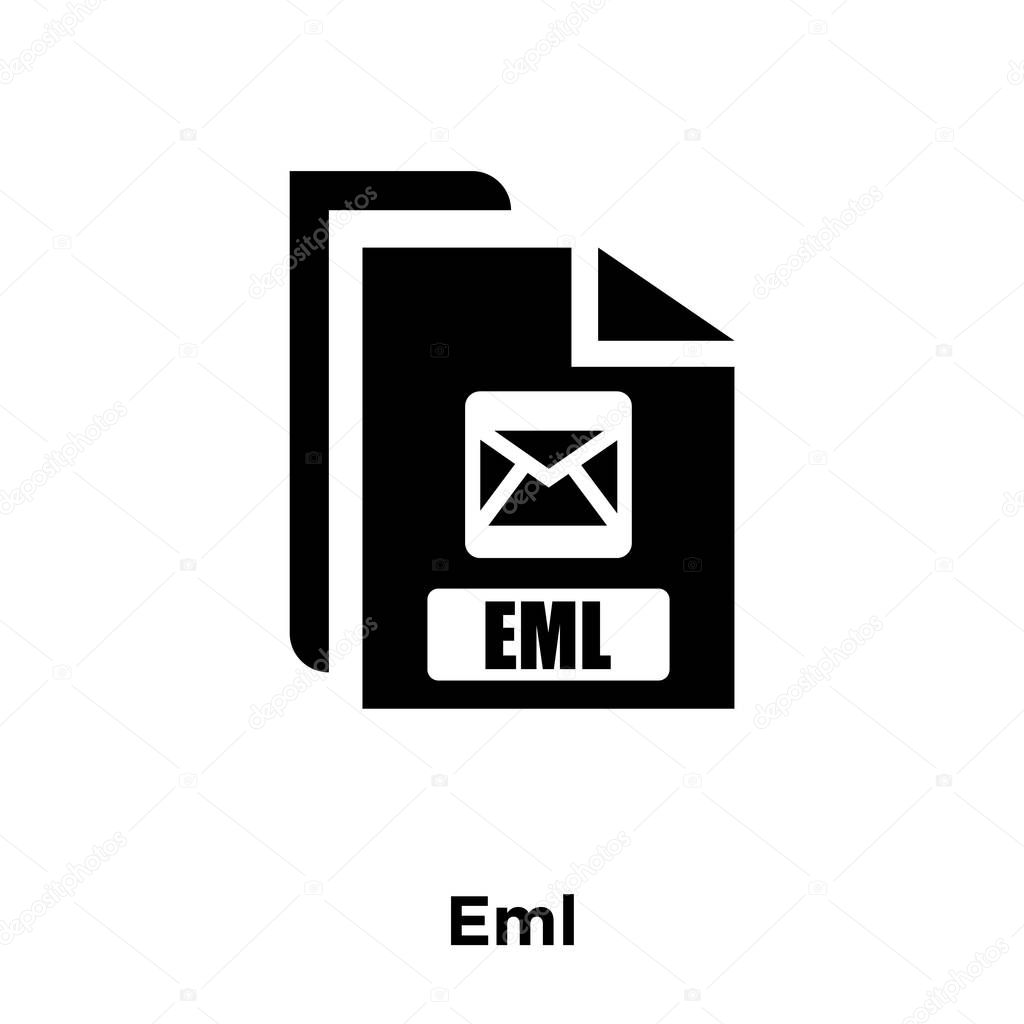Eml icon vector isolated on white background, logo concept of Eml sign on transparent background, filled black symbol