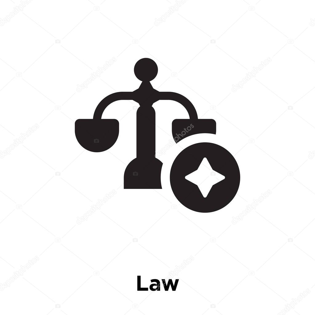 Law icon vector isolated on white background, logo concept of Law sign on transparent background, filled black symbol