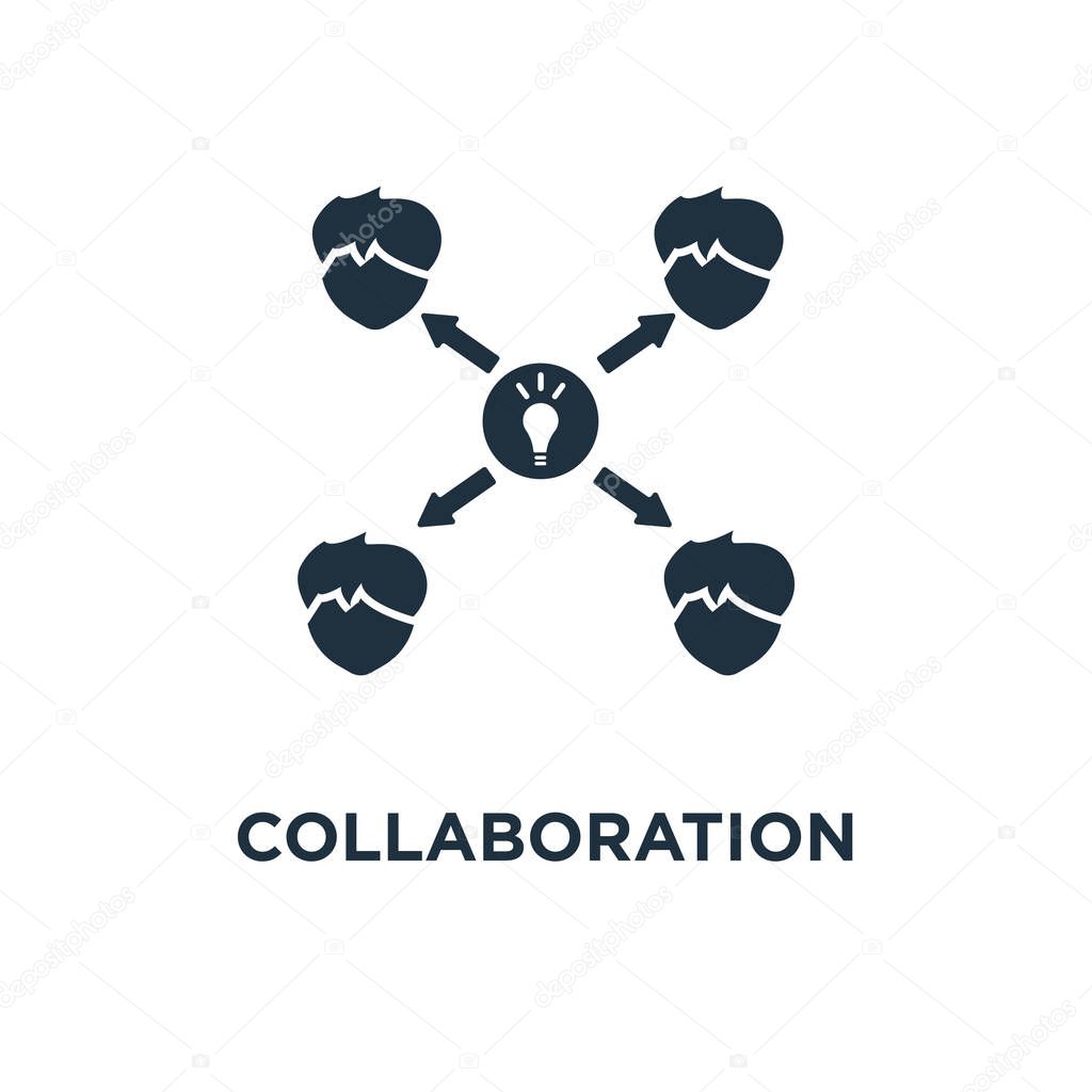 pics Collaboration Icon Black And White collaboration icon black filled vector