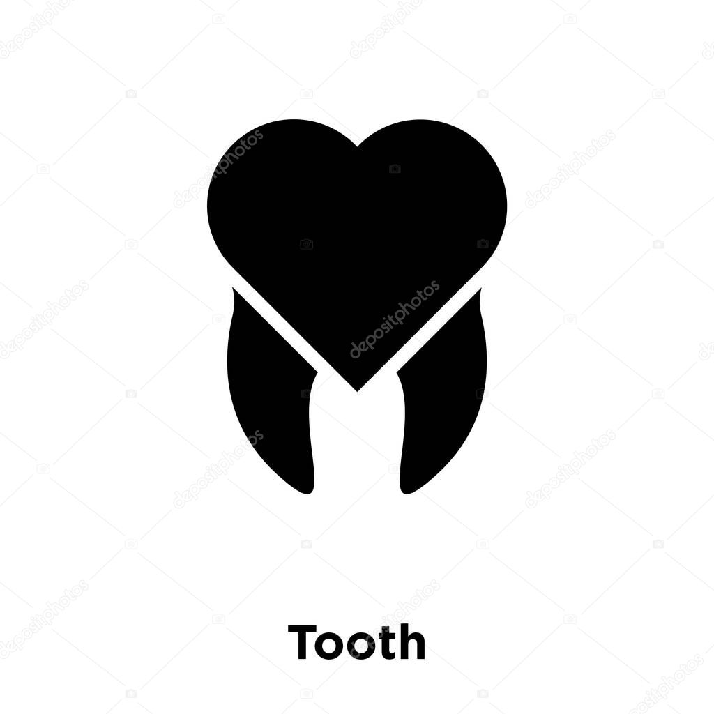 Tooth icon vector isolated on white background, logo concept of Tooth sign on transparent background, filled black symbol
