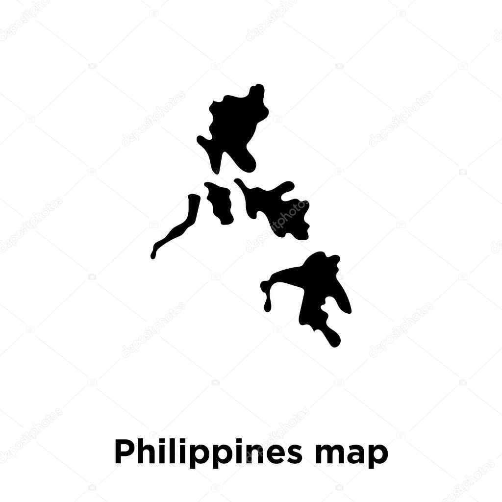 Philippines map icon vector isolated on white background, logo concept of Philippines map sign on transparent background, filled black symbol