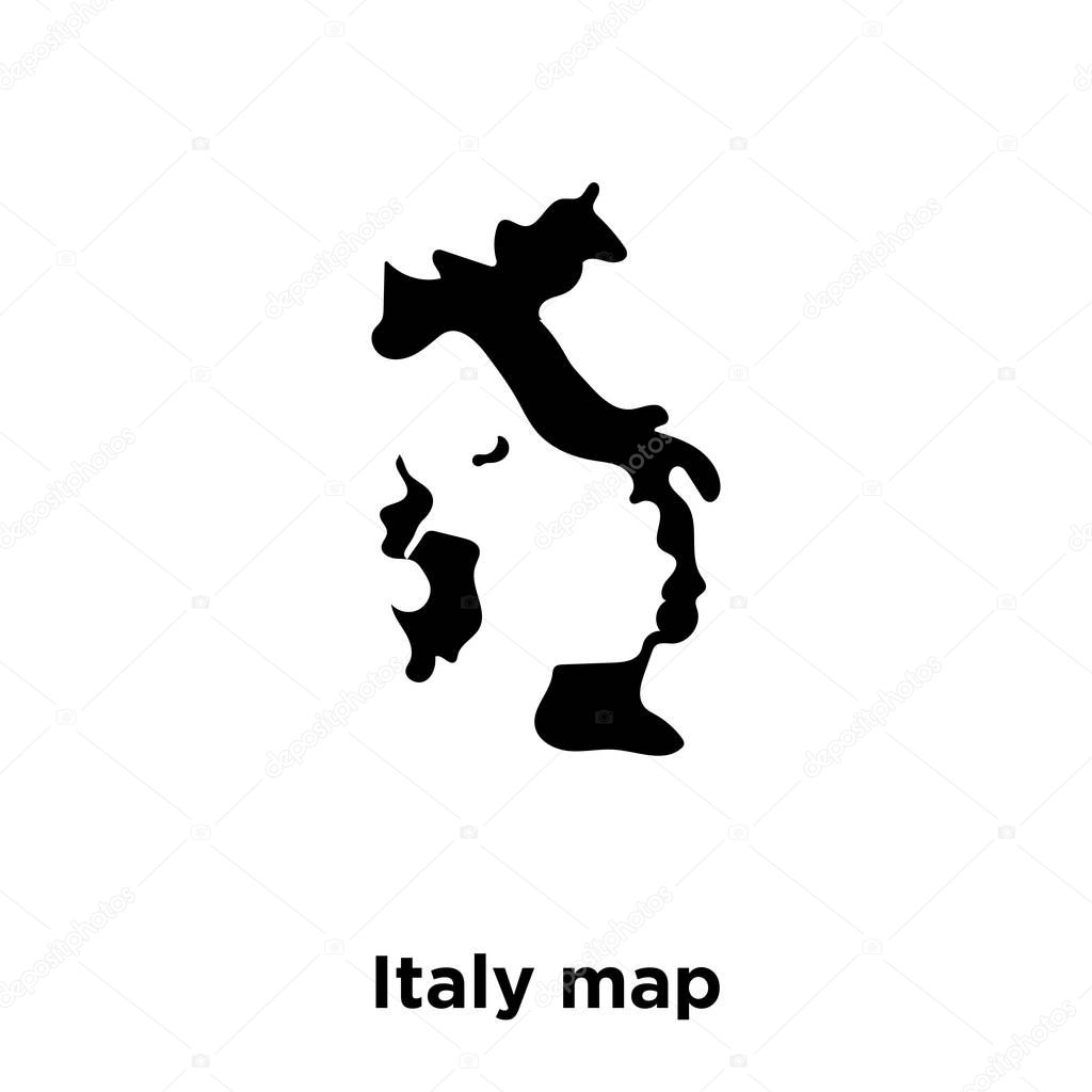 Italy map icon vector isolated on white background, logo concept of Italy map sign on transparent background, filled black symbol