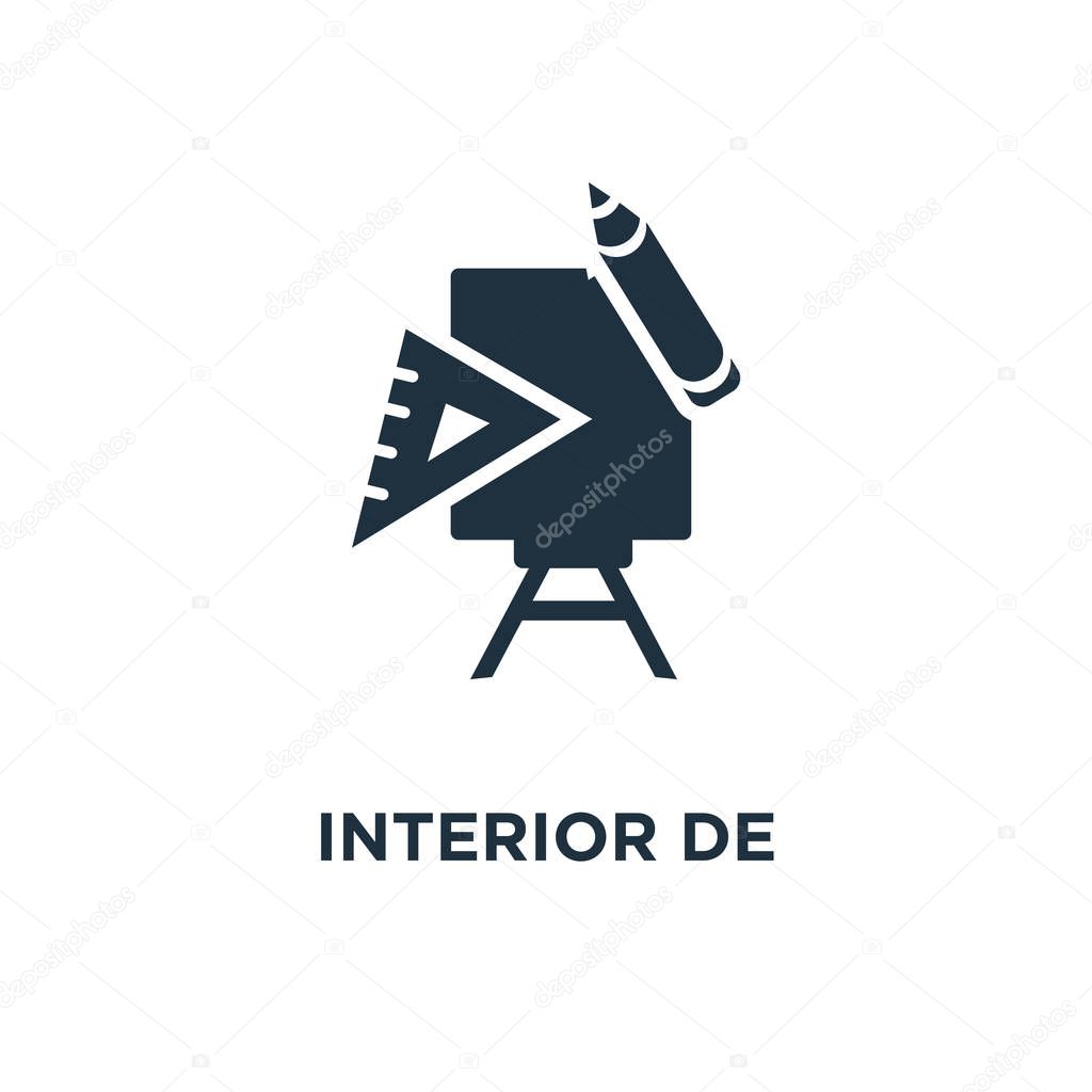Interior design icon. Black filled vector illustration. Interior design symbol on white background. Can be used in web and mobile.