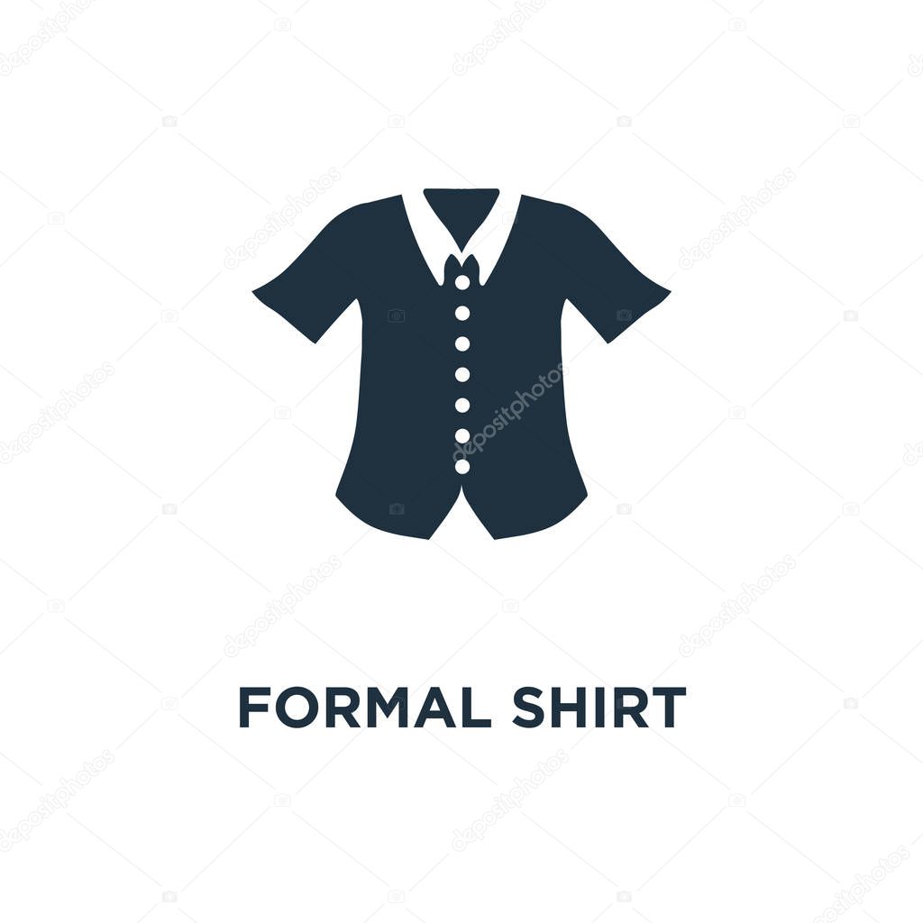 Formal Shirt icon. Black filled vector illustration. Formal Shirt symbol on white background. Can be used in web and mobile.