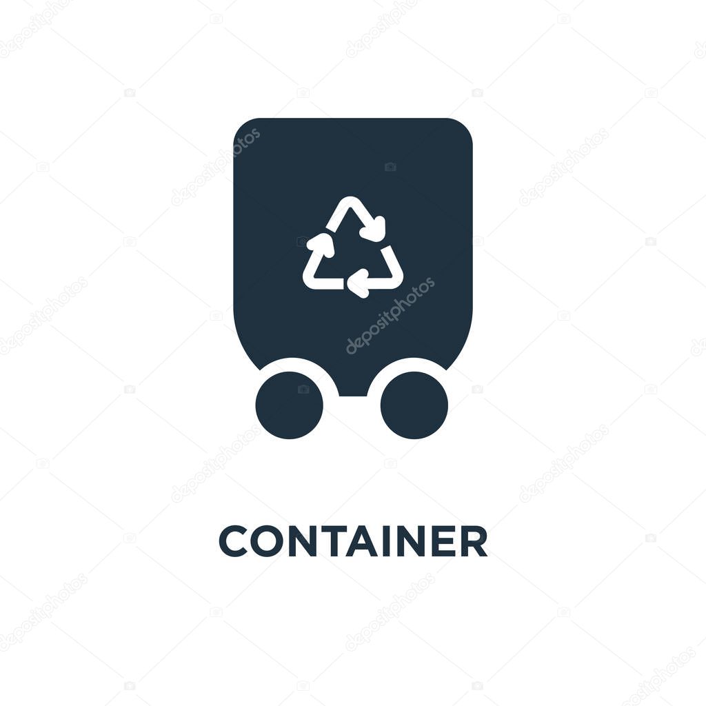 Container icon. Black filled vector illustration. Container symbol on white background. Can be used in web and mobile.