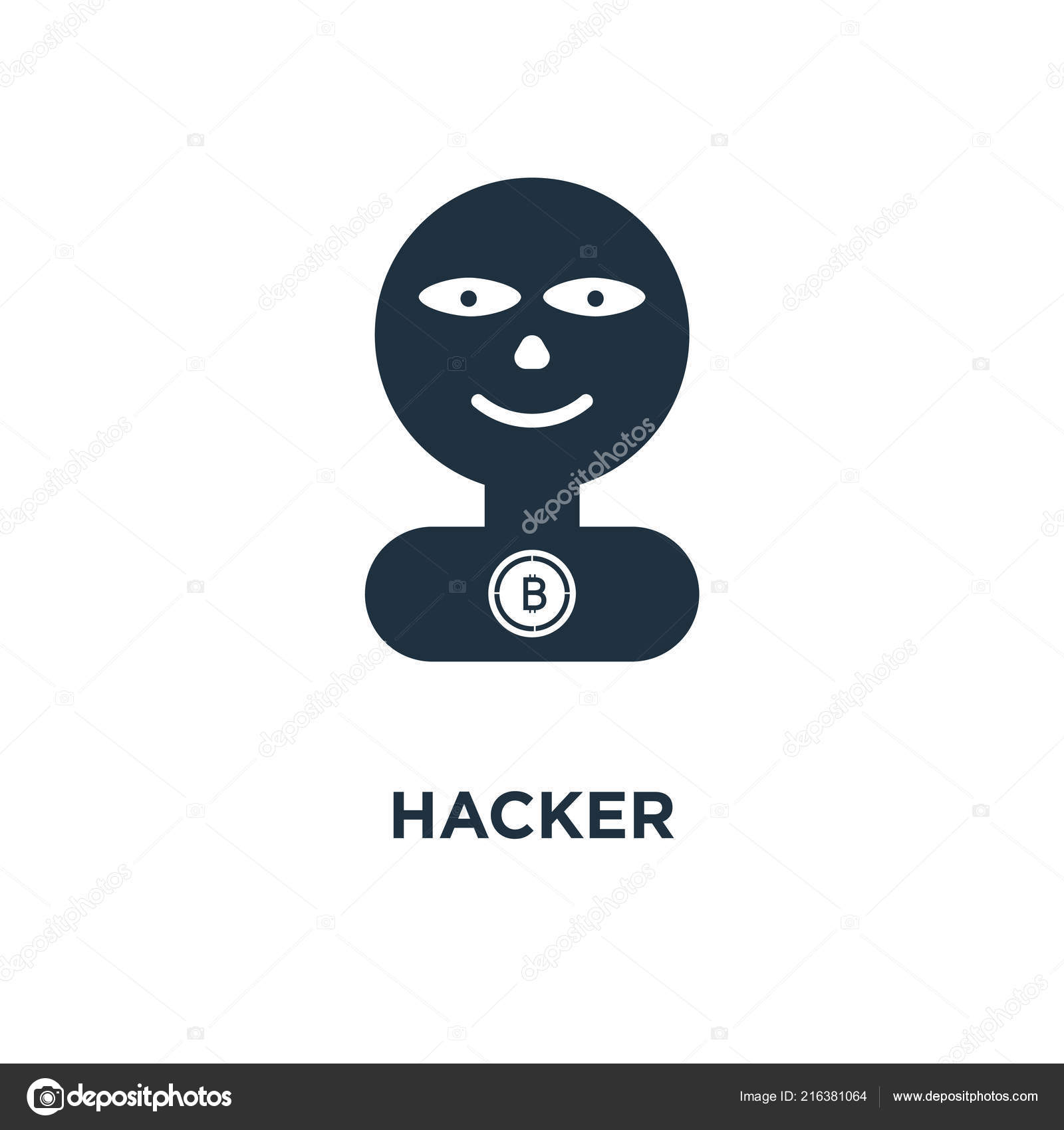 Hacker Icon Black Filled Vector Illustration Hacker Symbol White Background Stock Vector C Mmvector 216381064