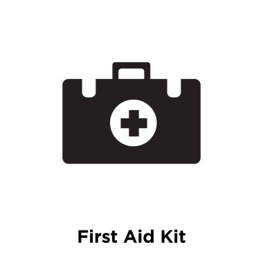 İlk yardım kiti simge vektör, beyaz arka plan üzerinde izole logo kavramı ilk yardım kiti, oturum şeffaf arka plan, dolgulu siyah sembolü