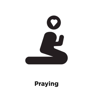 Praying icon vector isolated on white background, logo concept of Praying sign on transparent background, filled black symbol clipart