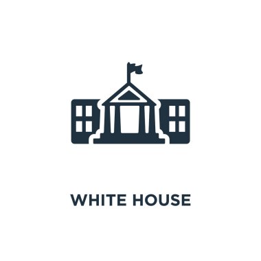White House icon. Black filled vector illustration. White House symbol on white background. Can be used in web and mobile. clipart