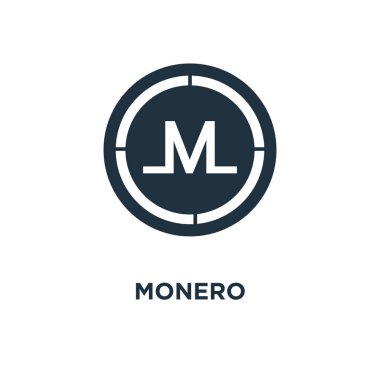Monero simgesi. Siyah vektör çizim dolu. Beyaz arka plan monero sembolü. Web ve mobil kullanılabilir.
