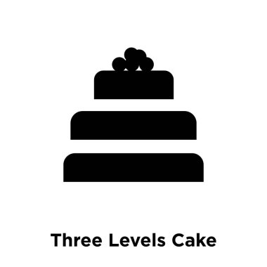 Beyaz arka plan, logo şeffaf arka plan, üç düzeyleri kek işareti kavramı üzerinde izole üç düzeyleri kek simge vektör siyah sembol dolu